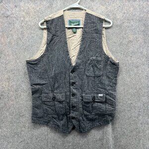 Woolrich Ruxton Vest Mens Large Gray Wool Twill Weave 5 Button Dress 18402